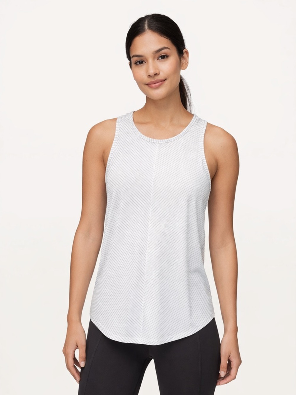 Lululemon sz 4 Racerback Tank - White & Grey Stripe - Breathable and Airy
